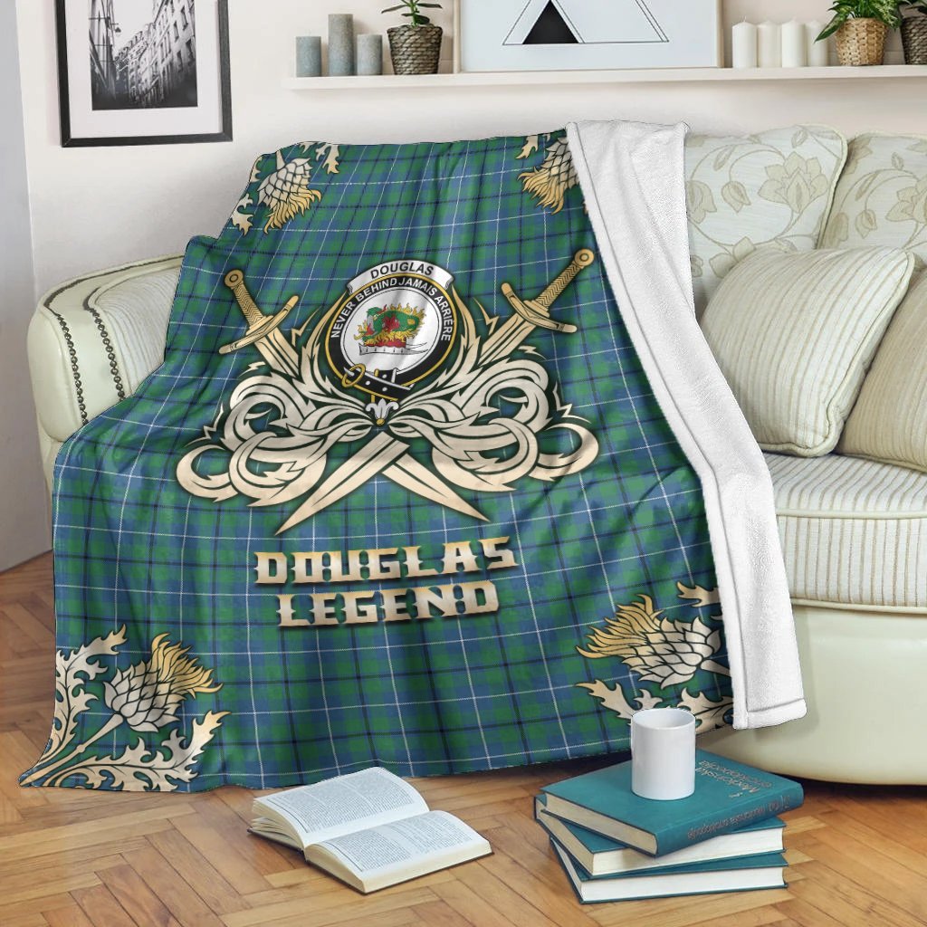 Douglas Ancient Tartan Gold Courage Symbol Blanket