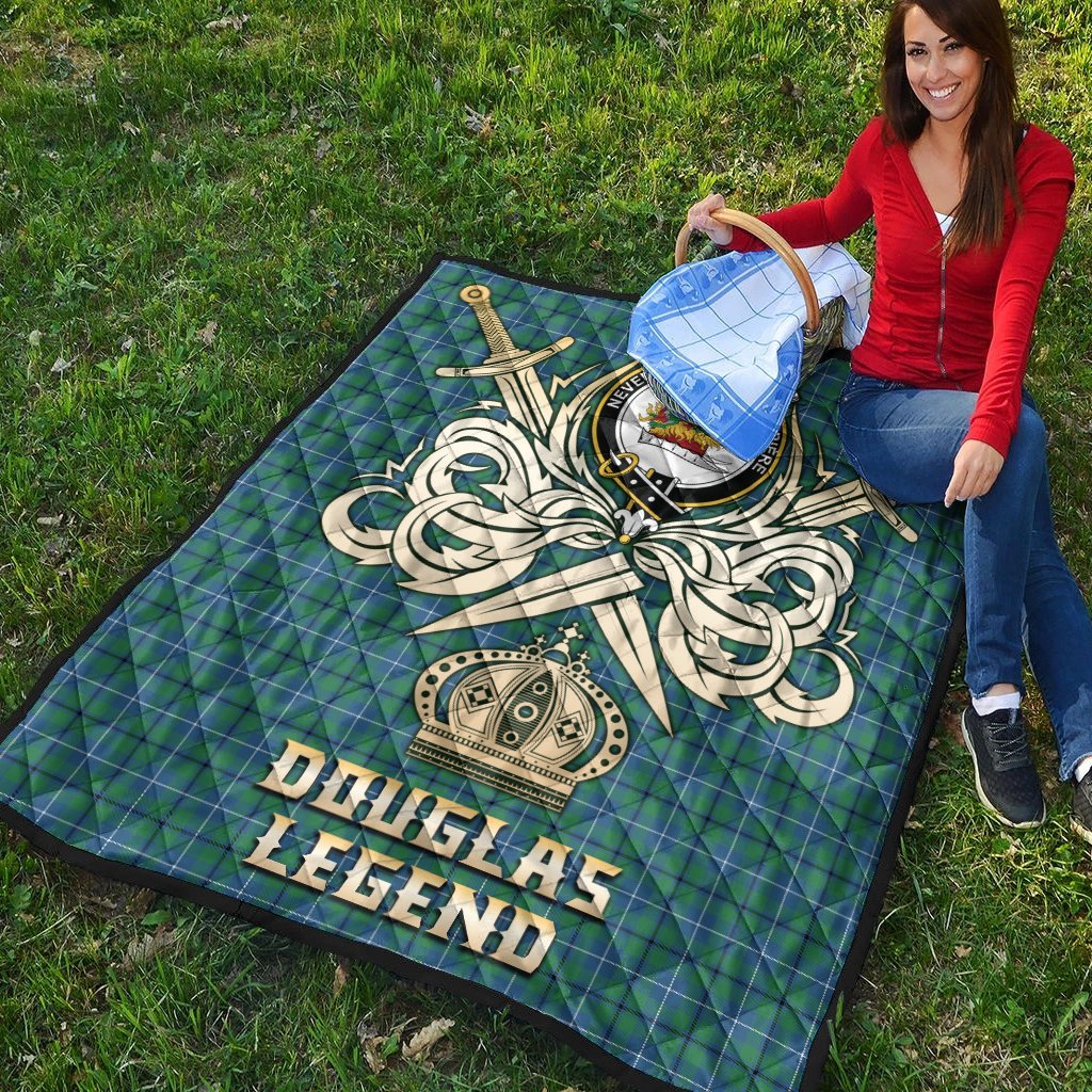 Douglas Ancient Tartan Crest Legend Gold Royal Premium Quilt