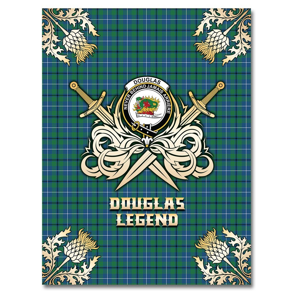 Douglas Ancient Tartan Gold Courage Symbol Blanket