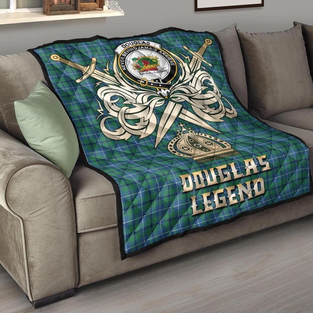 Douglas Ancient Tartan Crest Legend Gold Royal Premium Quilt