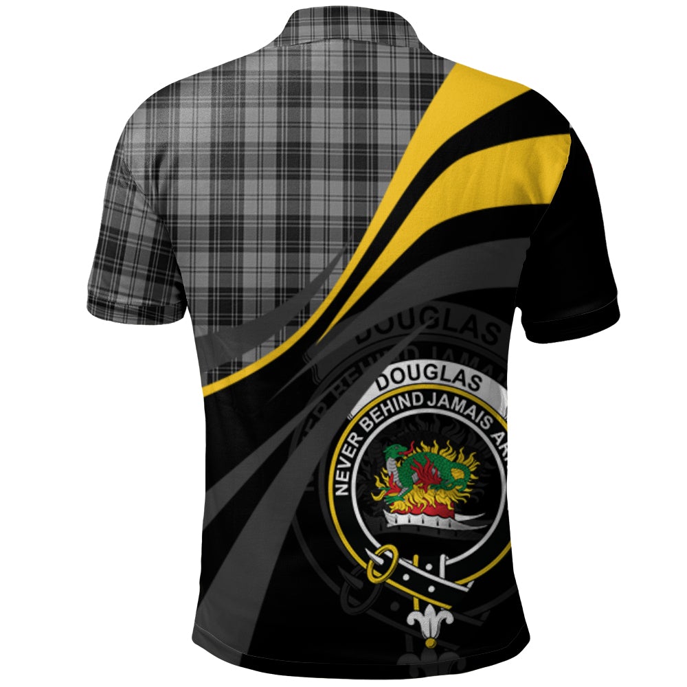 Douglas Grey Tartan Polo Shirt - Royal Coat Of Arms Style