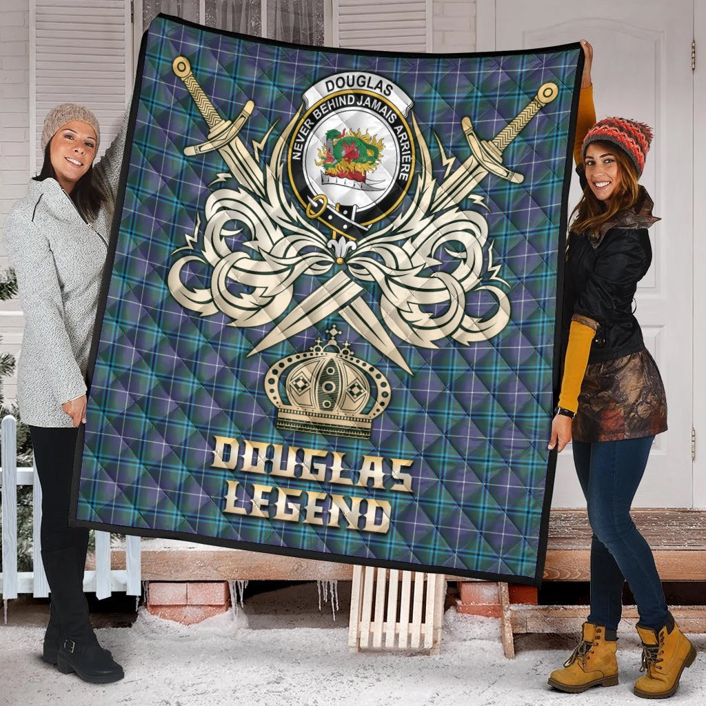 Douglas Modern Tartan Crest Legend Gold Royal Premium Quilt