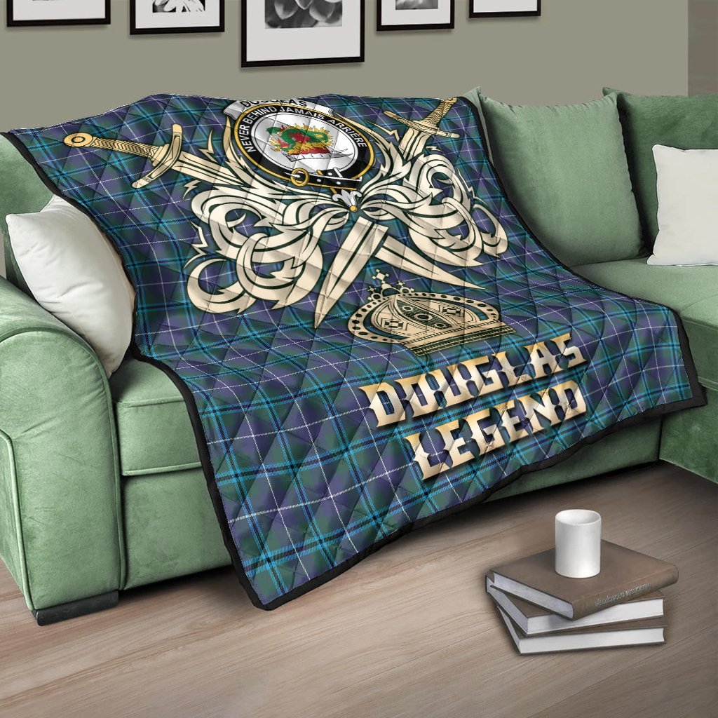 Douglas Modern Tartan Crest Legend Gold Royal Premium Quilt