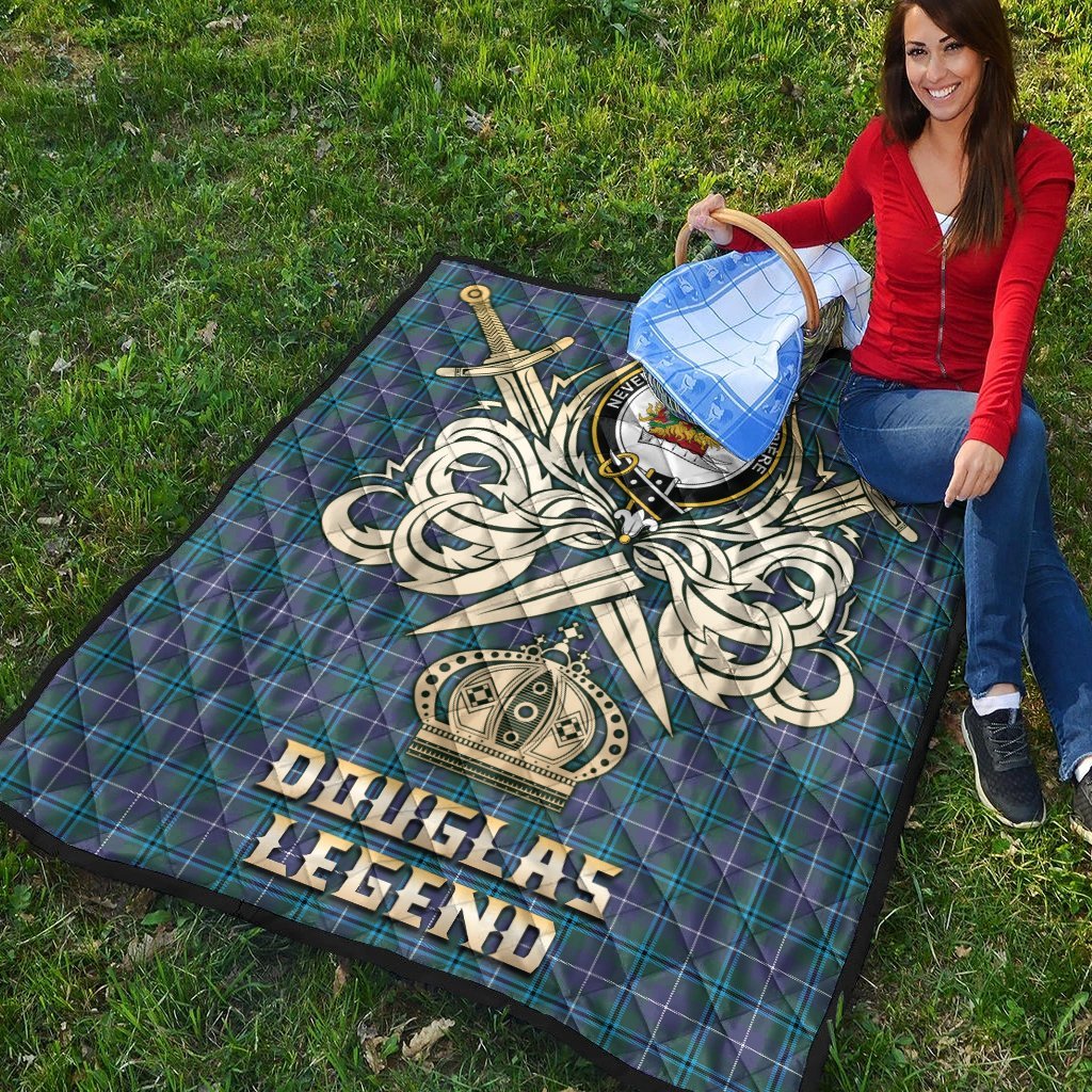 Douglas Modern Tartan Crest Legend Gold Royal Premium Quilt