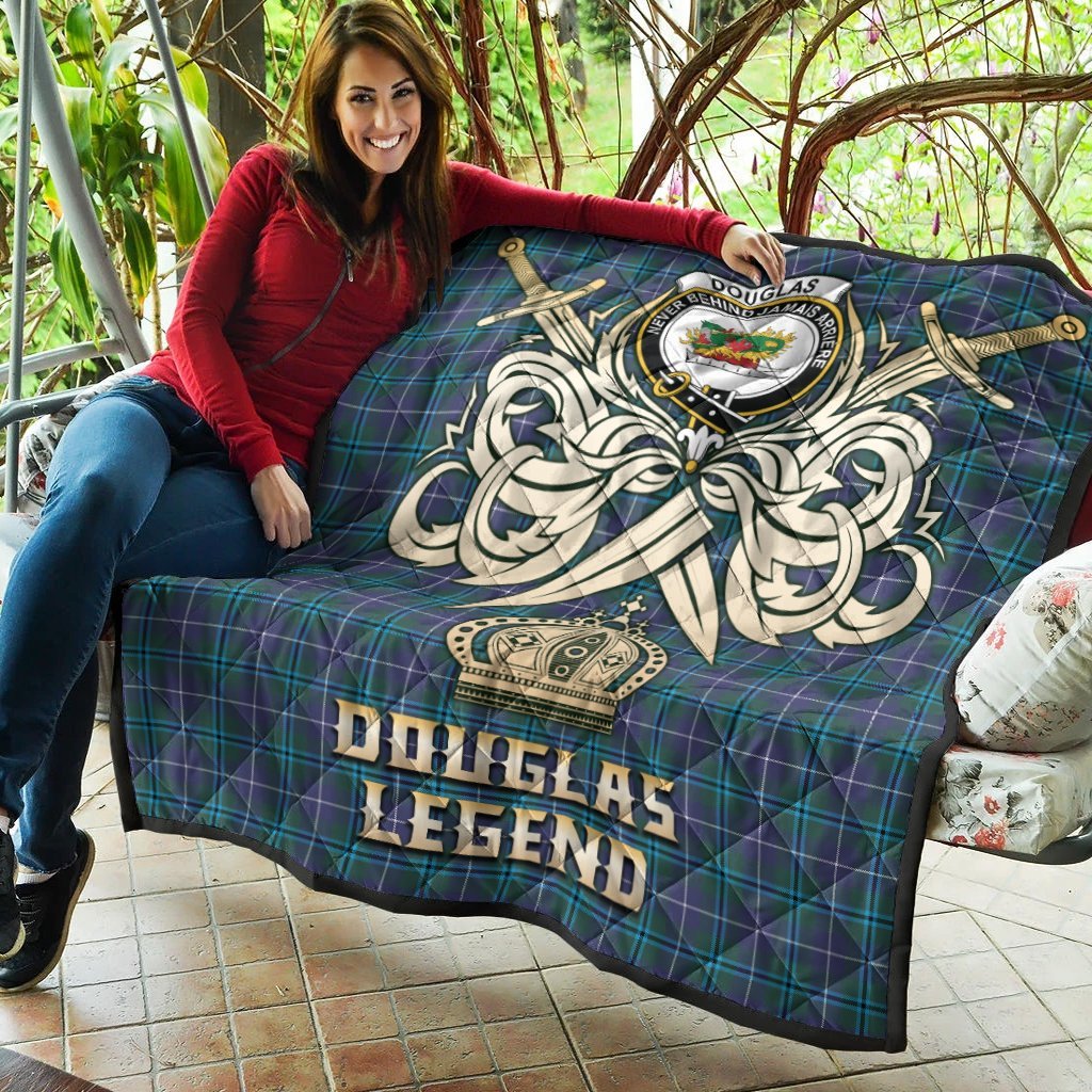 Douglas Modern Tartan Crest Legend Gold Royal Premium Quilt