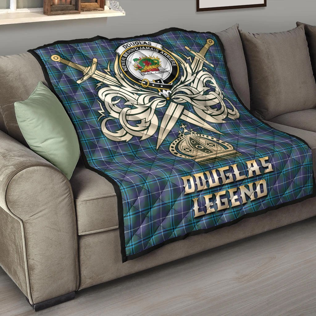 Douglas Modern Tartan Crest Legend Gold Royal Premium Quilt