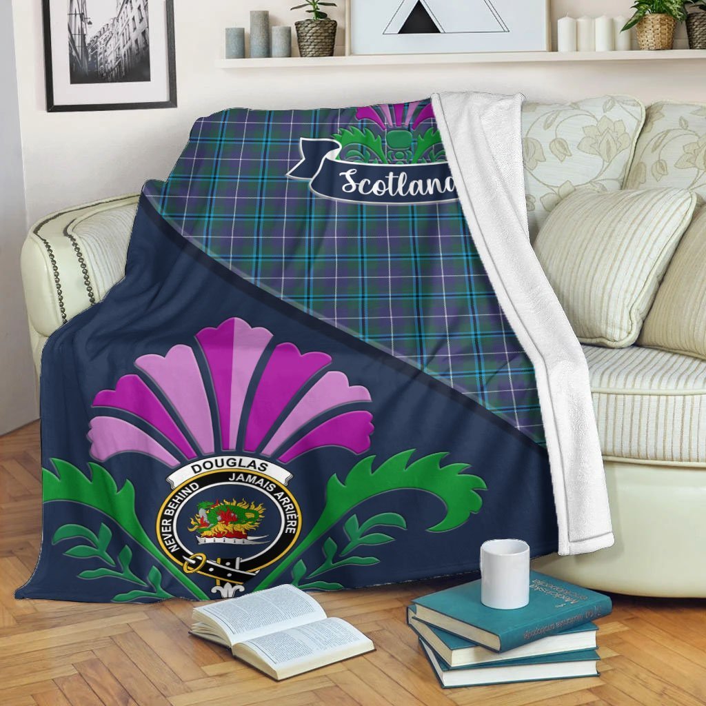 Douglas Tartan Crest Premium Blanket - Thistle Style