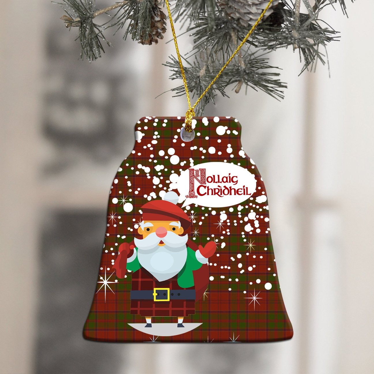 Drummond Tartan Christmas Ceramic Ornament - Santa Style