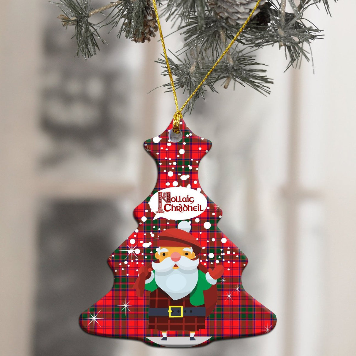 Drummond Modern Tartan Christmas Ceramic Ornament - Santa Style