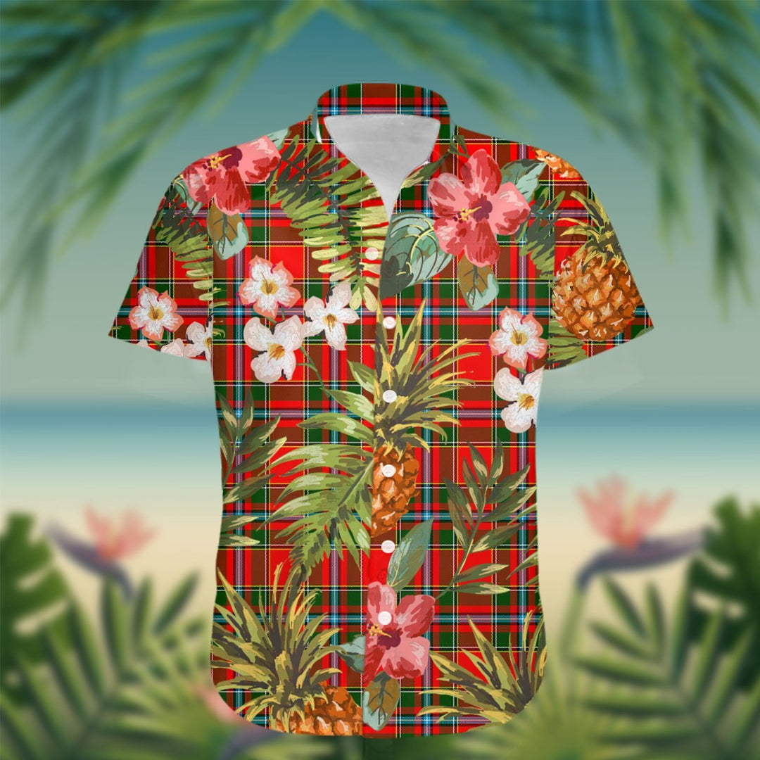 Drummond Tartan Hawaiian Shirt Hibiscus, Coconut, Parrot, Pineapple - Tropical Garden Shirt