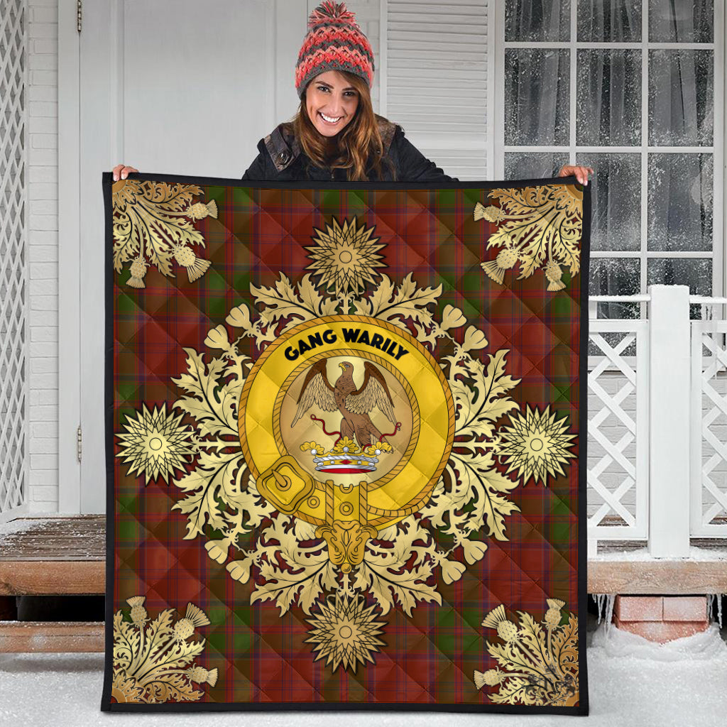 Drummond Tartan Crest Premium Quilt - Gold Thistle Style