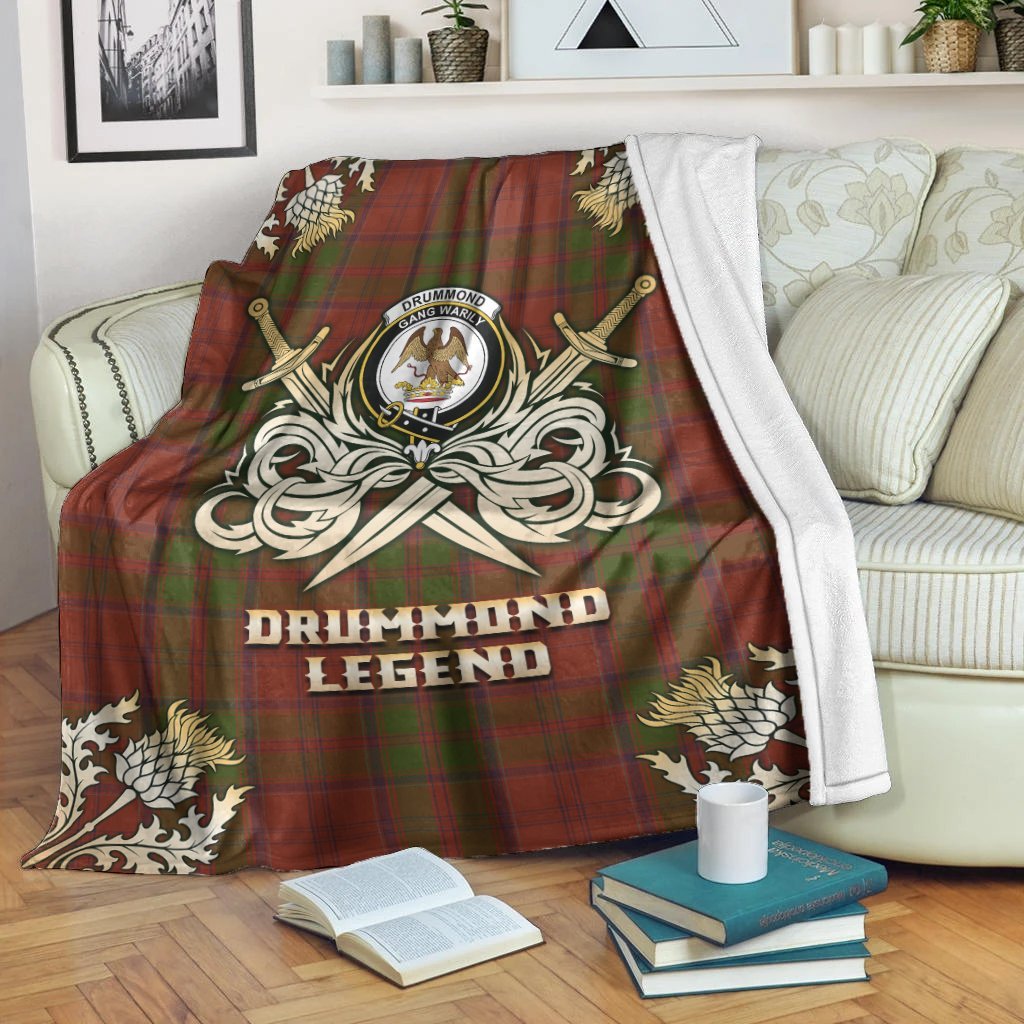 Drummond Tartan Gold Courage Symbol Blanket