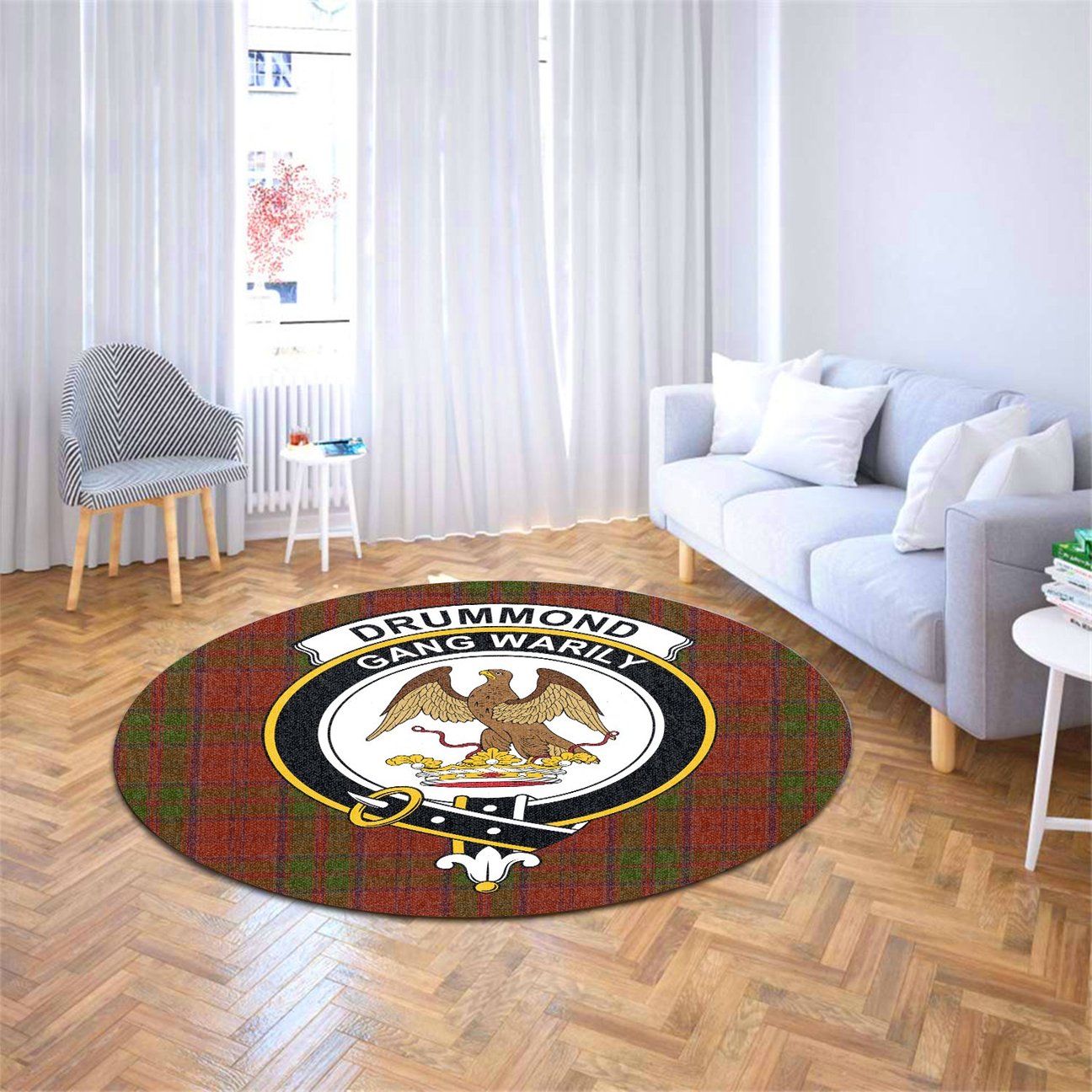 Drummond Tartan Crest Round Rug