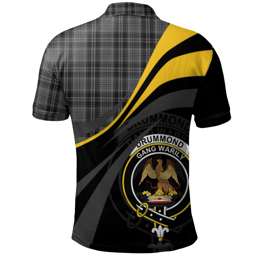 Drummond Grey Tartan Polo Shirt - Royal Coat Of Arms Style