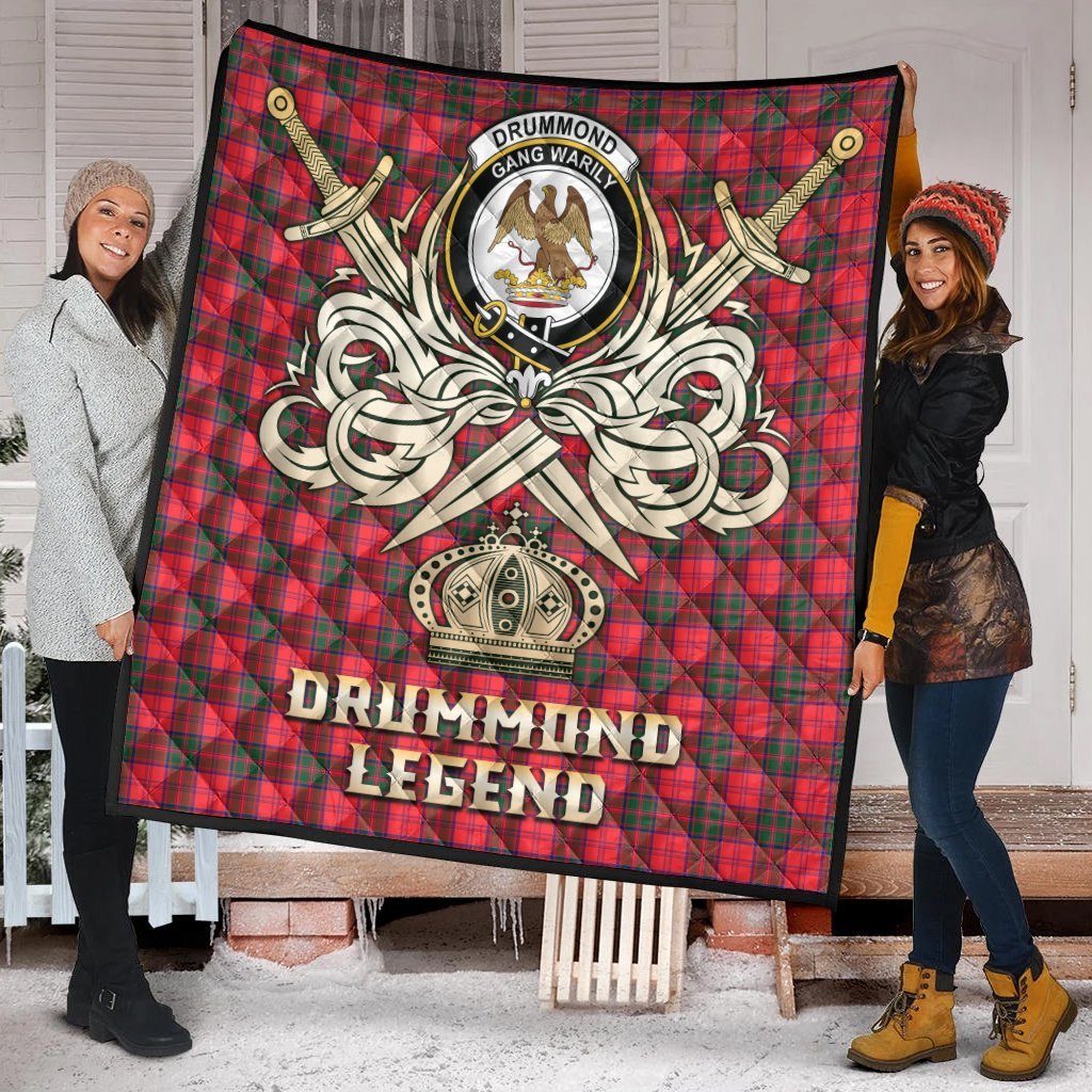 Drummond Modern Tartan Crest Legend Gold Royal Premium Quilt