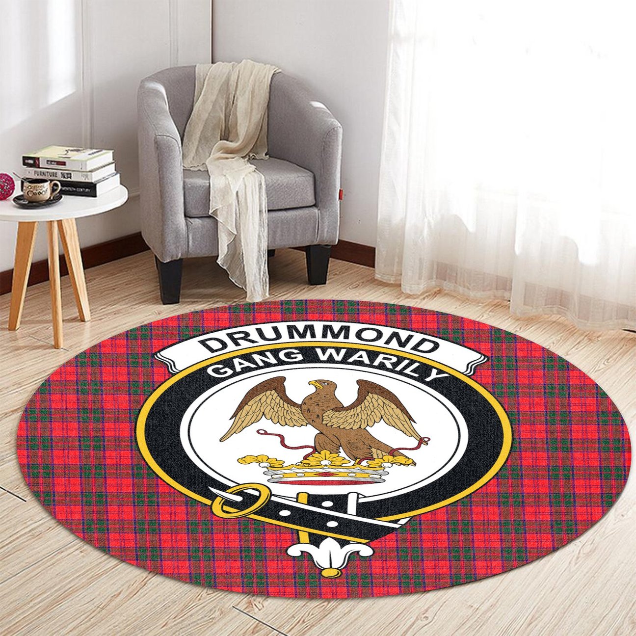 Drummond Modern Tartan Crest Round Rug