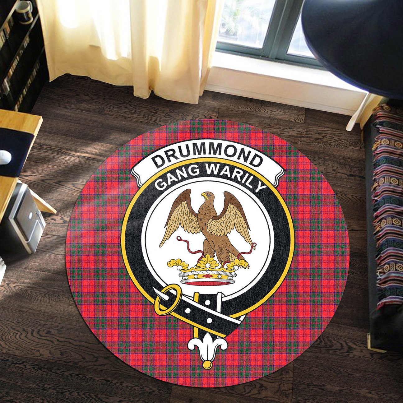 Drummond Modern Tartan Crest Round Rug