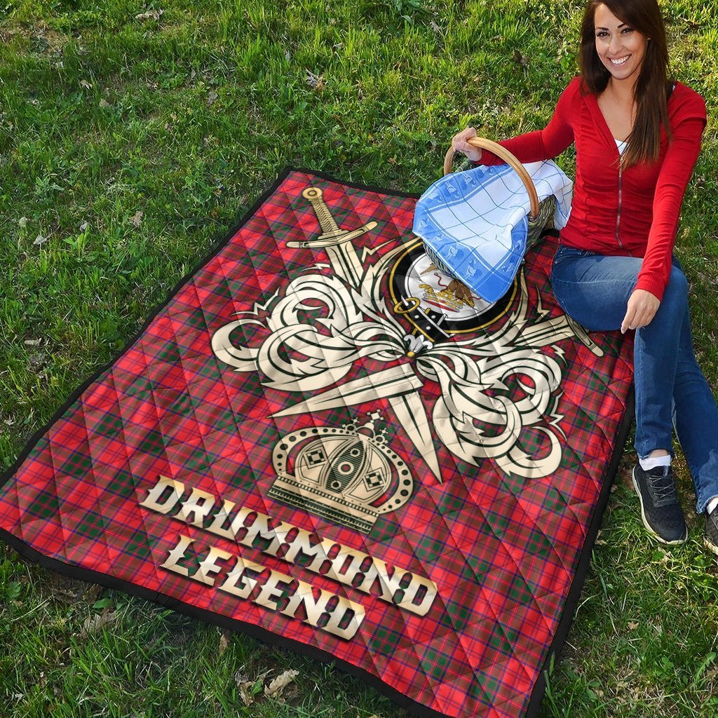 Drummond Modern Tartan Crest Legend Gold Royal Premium Quilt