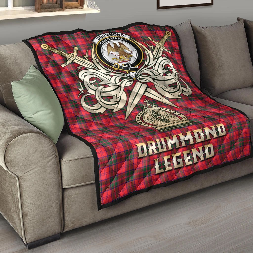 Drummond Modern Tartan Crest Legend Gold Royal Premium Quilt