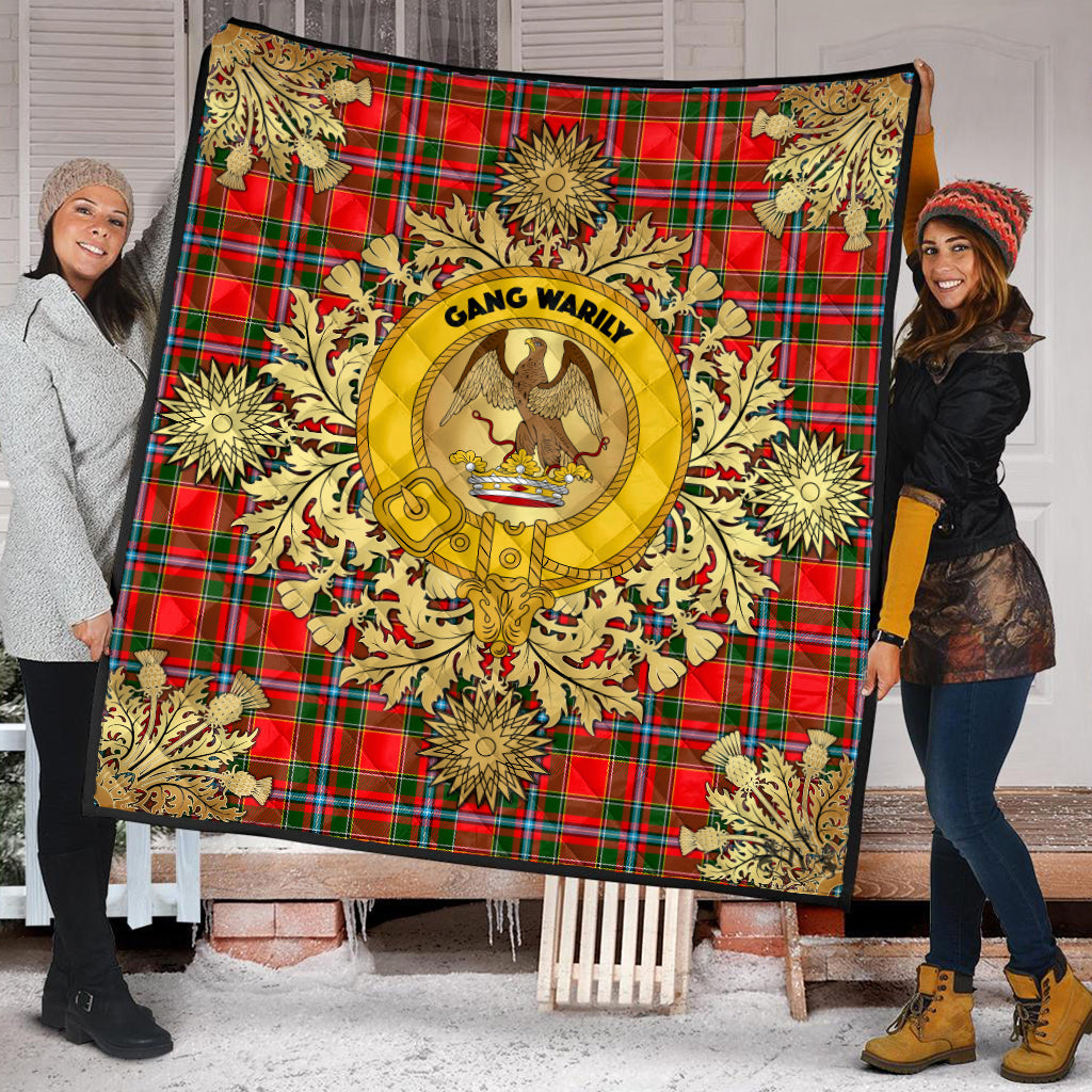 Drummond of Perth Tartan Crest Premium Quilt - Gold Thistle Style