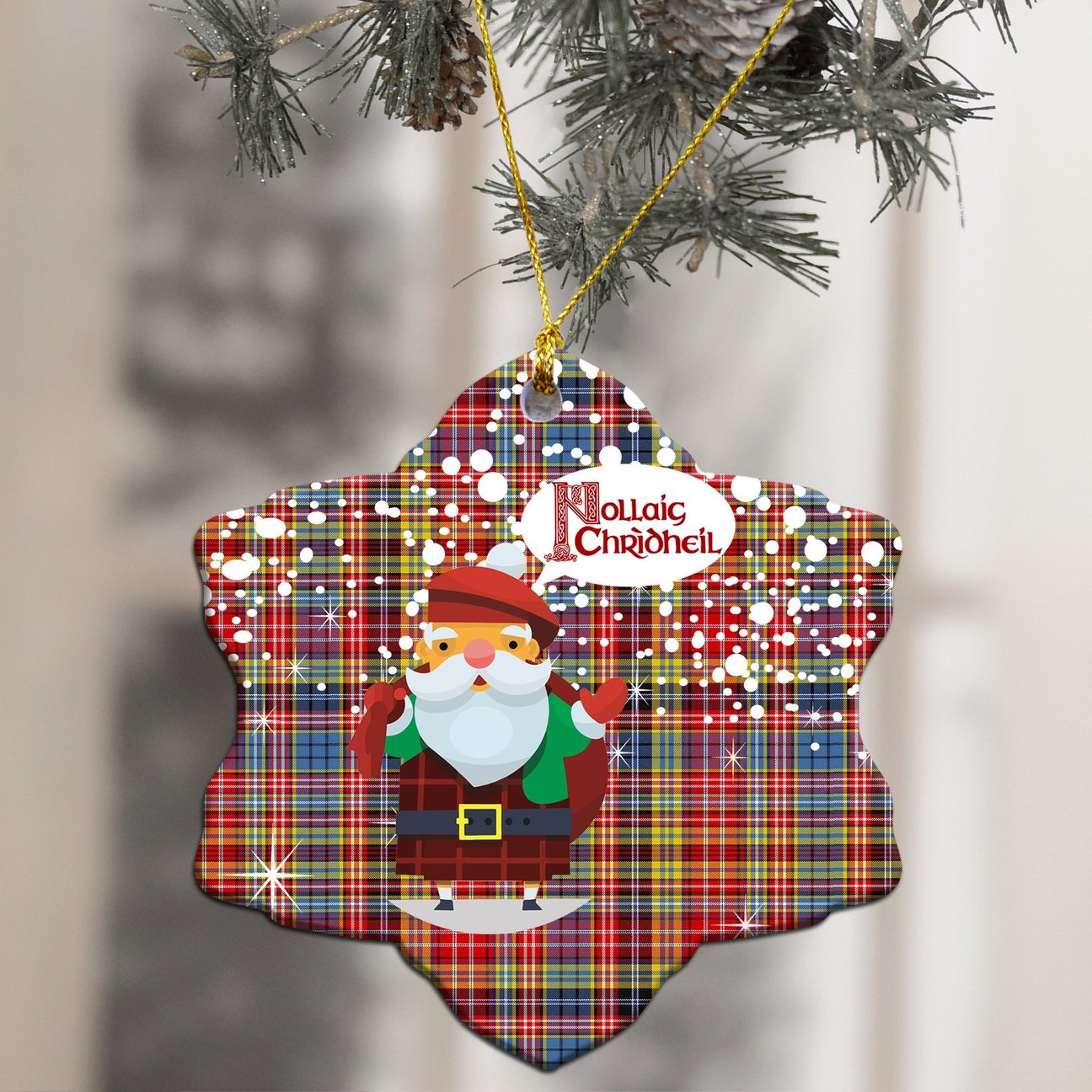 Drummond of Strathallan Tartan Christmas Ceramic Ornament - Santa Style