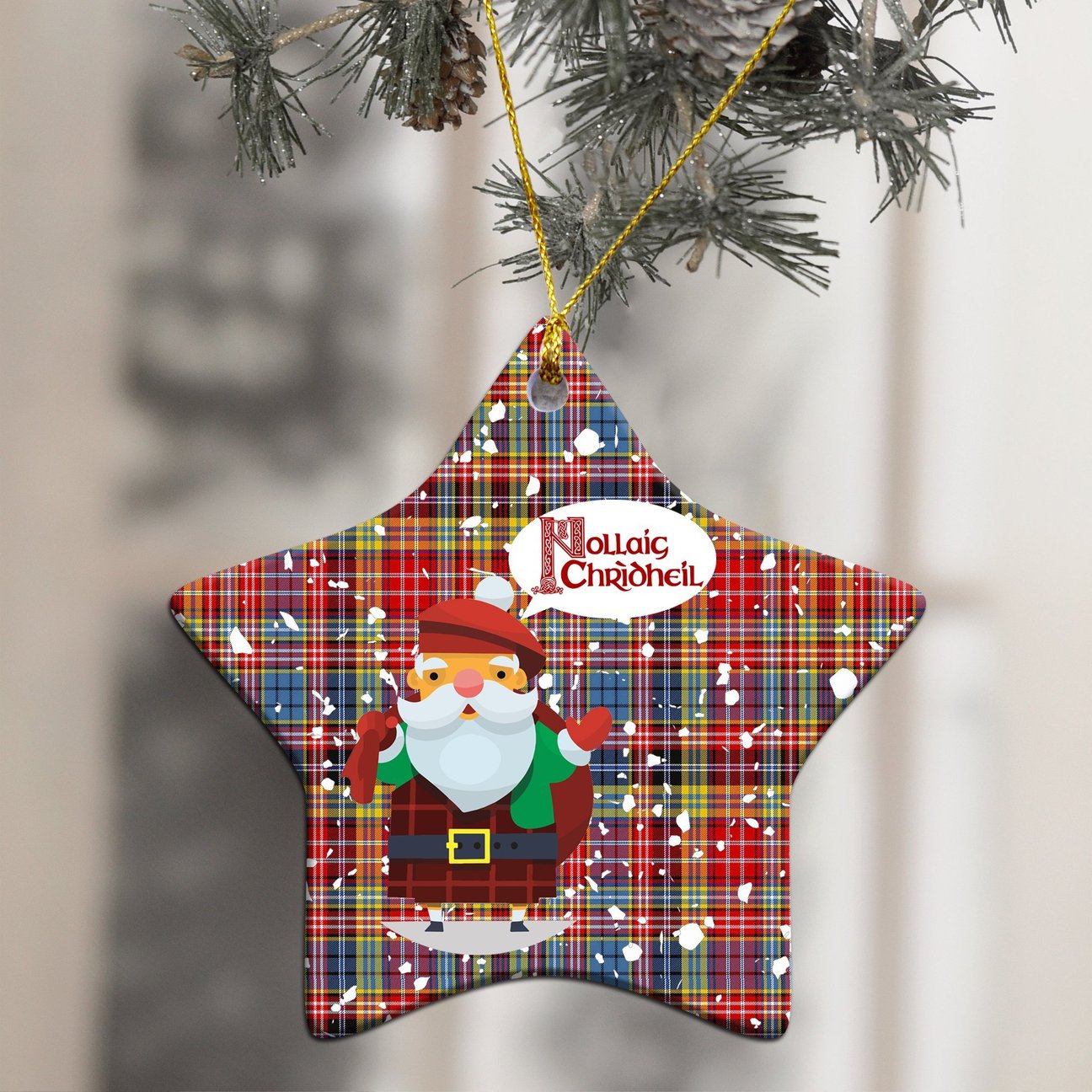 Drummond of Strathallan Tartan Christmas Ceramic Ornament - Santa Style