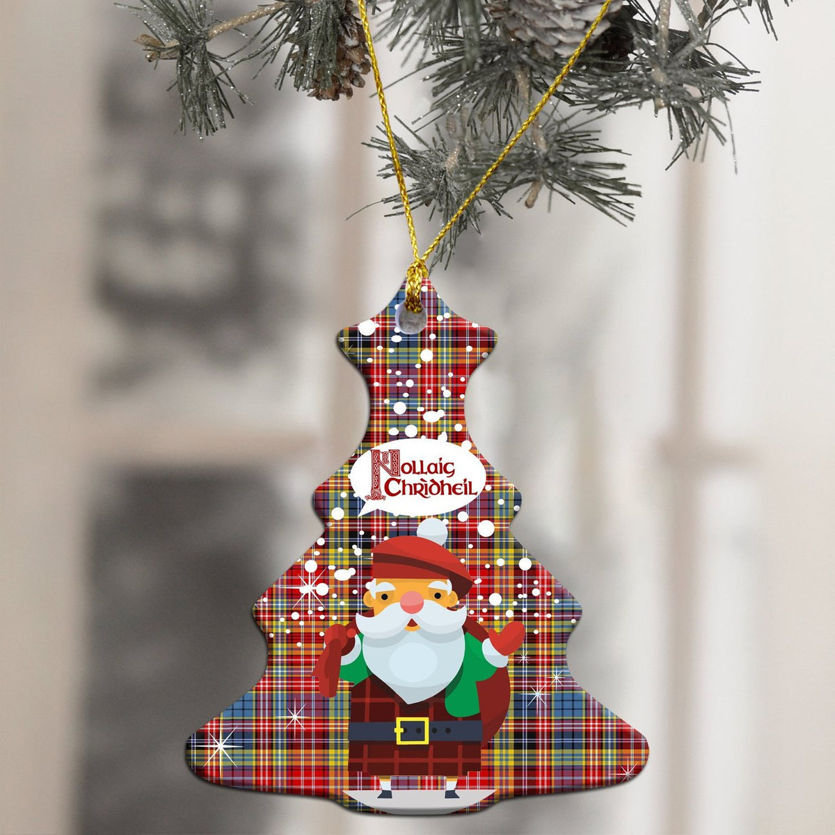 Drummond of Strathallan Tartan Christmas Ceramic Ornament - Santa Style