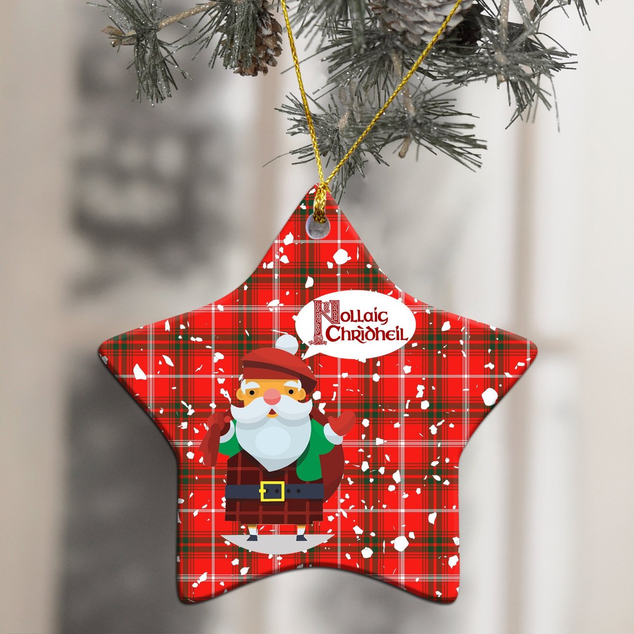 Duke of Rothesay Modern Tartan Christmas Ceramic Ornament - Santa Style