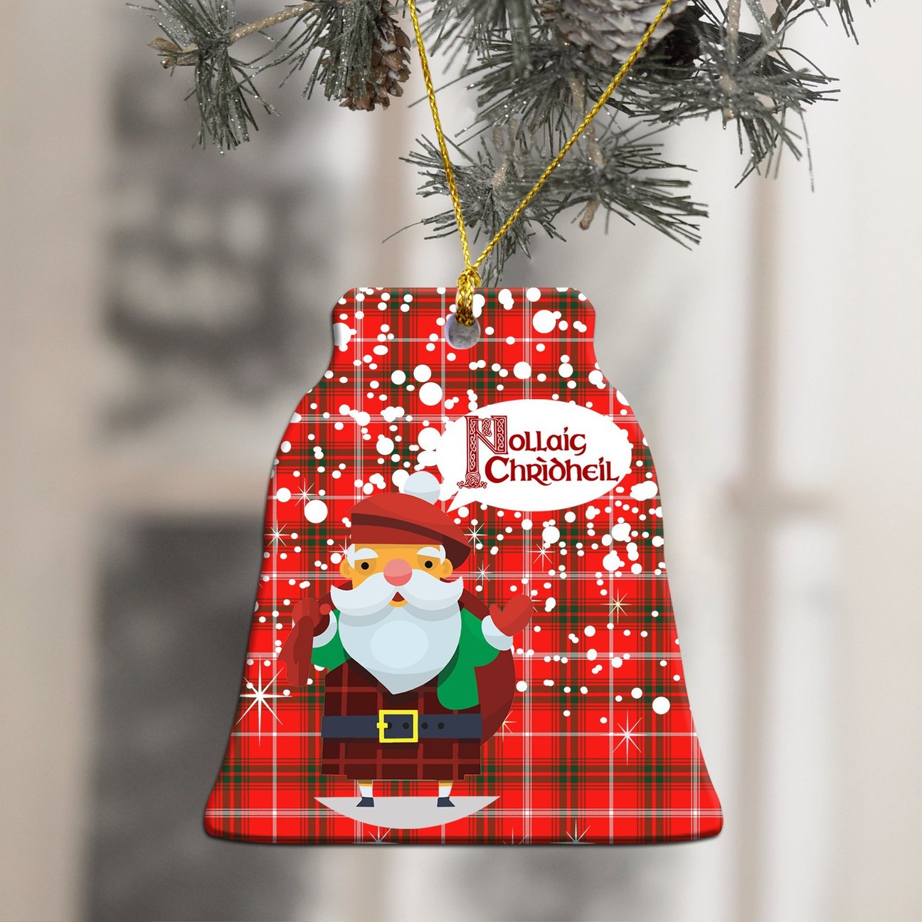 Duke of Rothesay Modern Tartan Christmas Ceramic Ornament - Santa Style