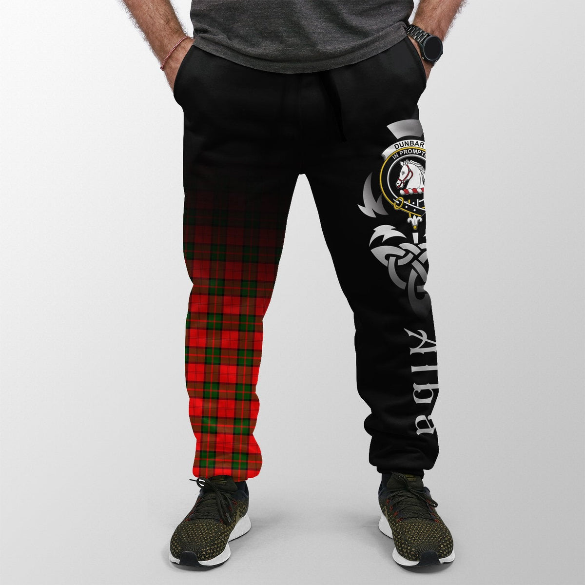 Dunbar Modern Tartan Crest Jogger Sweatpants - Alba Celtic Style