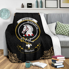 Dunbar Crest Tartan Premium Blanket Black