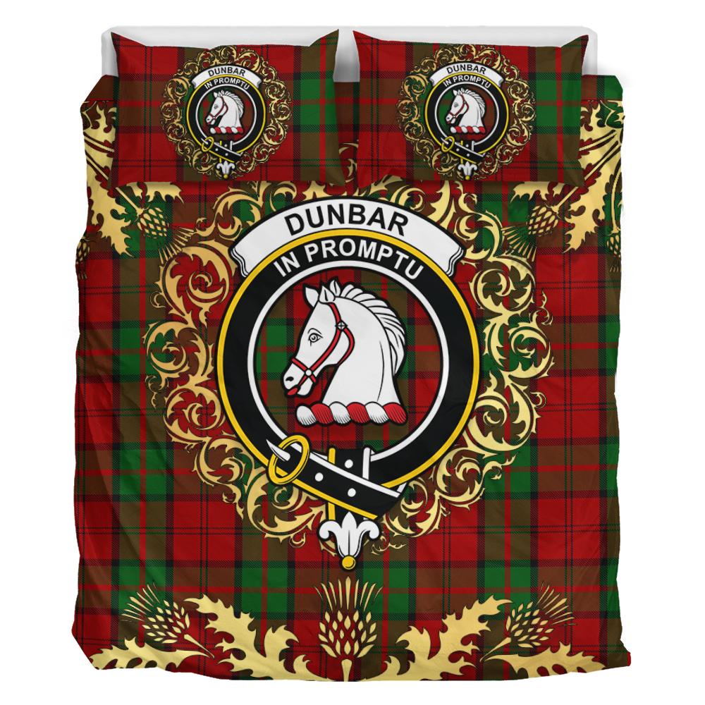 Dunbar Tartan Crest Bedding Set - Golden Thistle Style