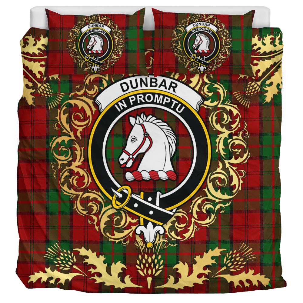 Dunbar Tartan Crest Bedding Set - Golden Thistle Style