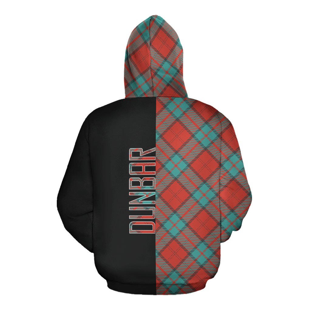 Dunbar Ancient Tartan Hoodie Half of Me - Cross Style