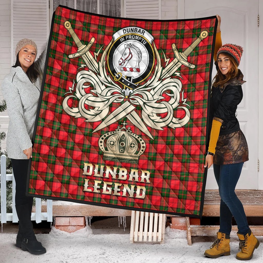 Dunbar Modern Tartan Crest Legend Gold Royal Premium Quilt