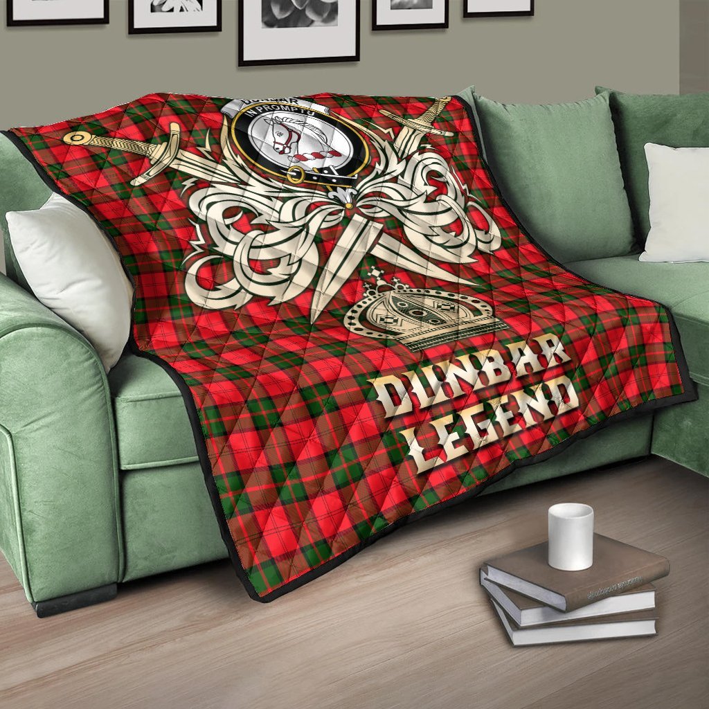 Dunbar Modern Tartan Crest Legend Gold Royal Premium Quilt