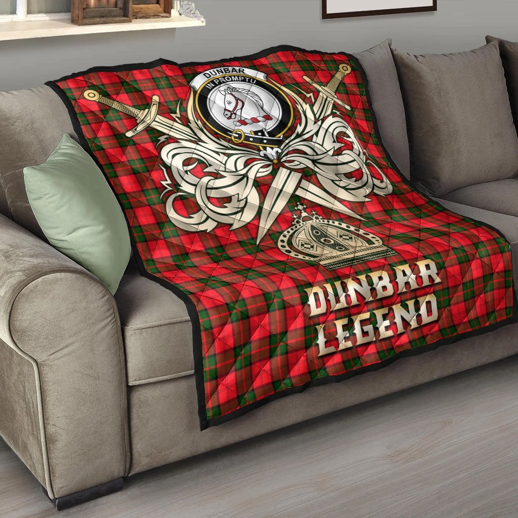 Dunbar Modern Tartan Crest Legend Gold Royal Premium Quilt