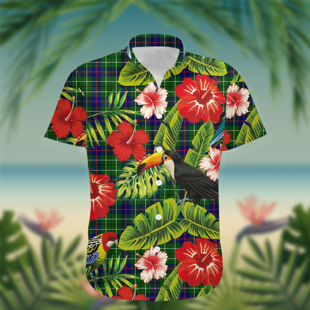 Duncan Tartan Hawaiian Shirt Hibiscus, Coconut, Parrot, Pineapple - Tropical Garden Shirt