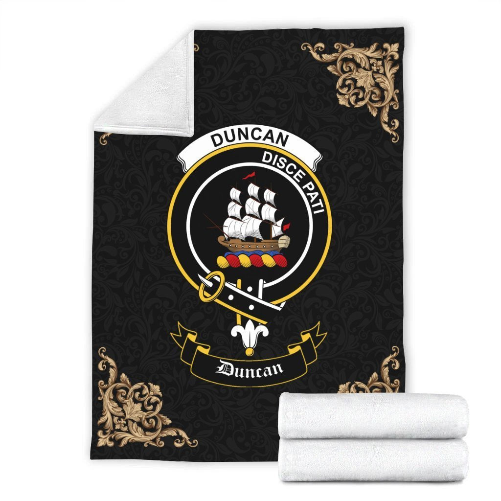 Duncan Crest Tartan Premium Blanket Black