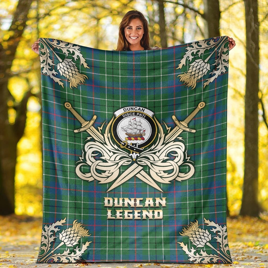 Duncan Ancient Tartan Gold Courage Symbol Blanket