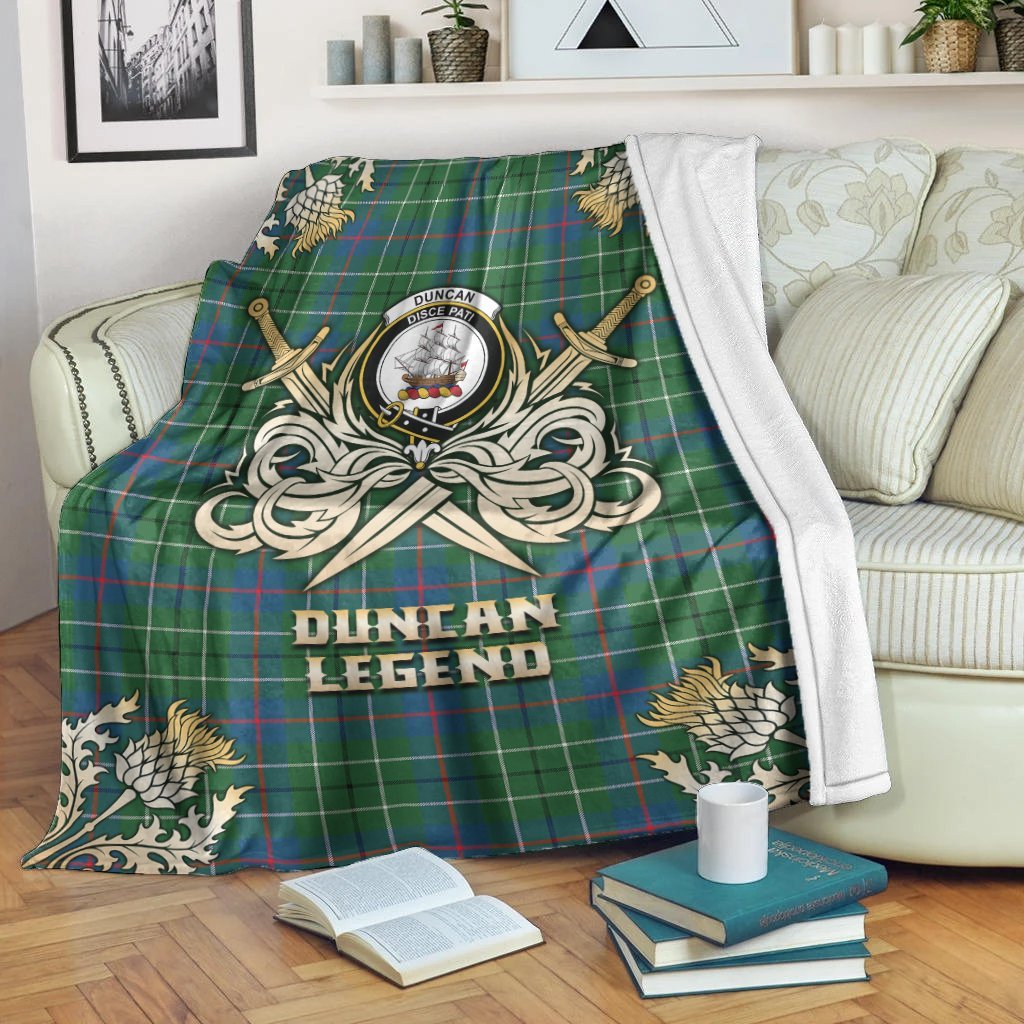 Duncan Ancient Tartan Gold Courage Symbol Blanket