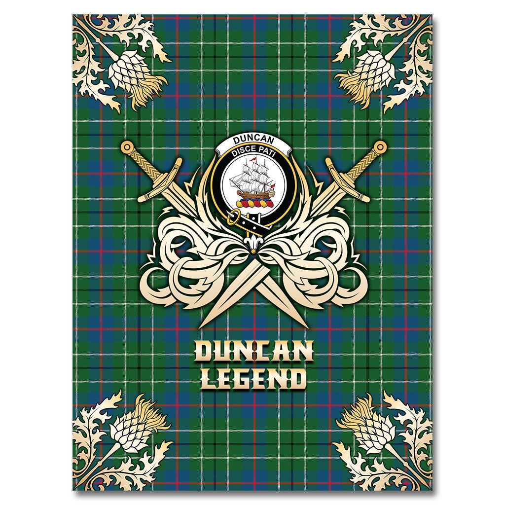 Duncan Ancient Tartan Gold Courage Symbol Blanket