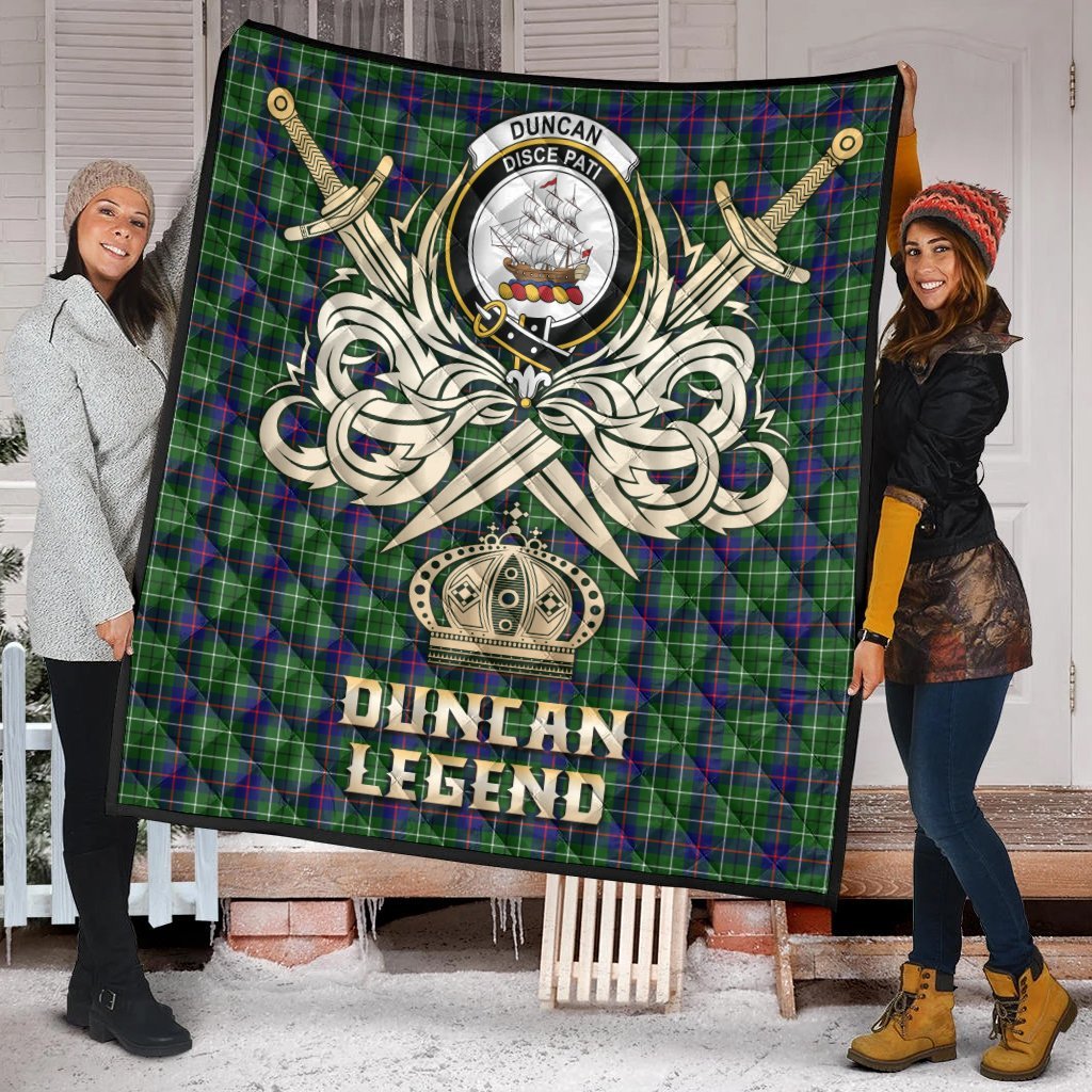 Duncan Modern Tartan Crest Legend Gold Royal Premium Quilt