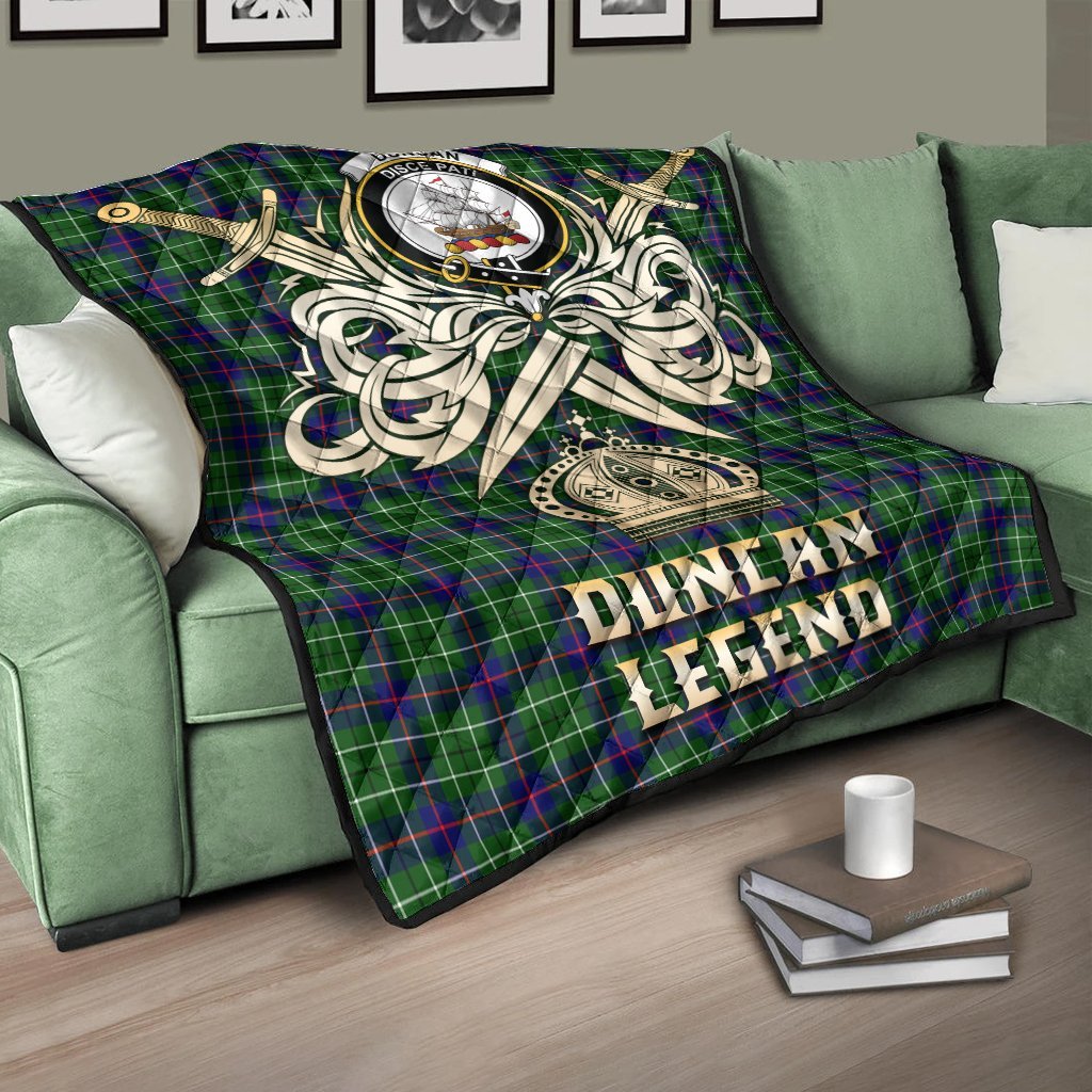 Duncan Modern Tartan Crest Legend Gold Royal Premium Quilt