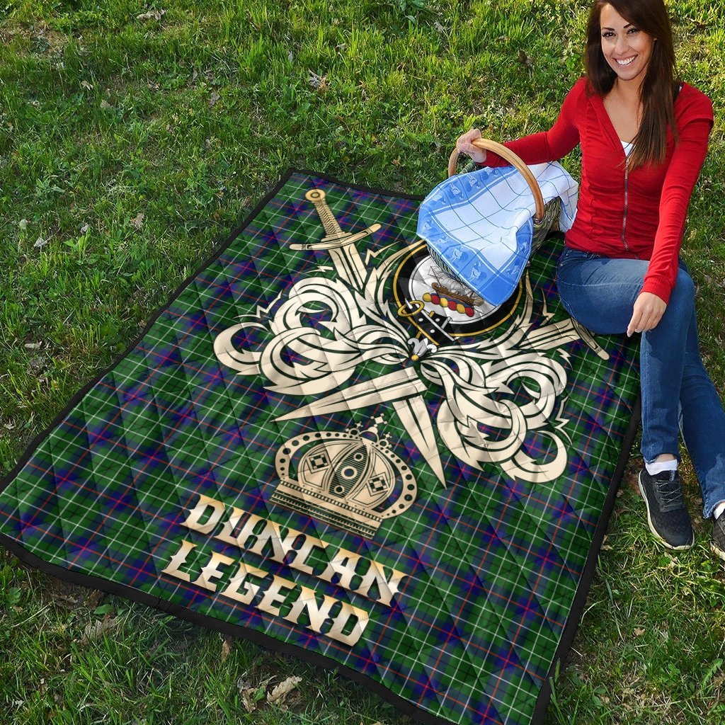 Duncan Modern Tartan Crest Legend Gold Royal Premium Quilt