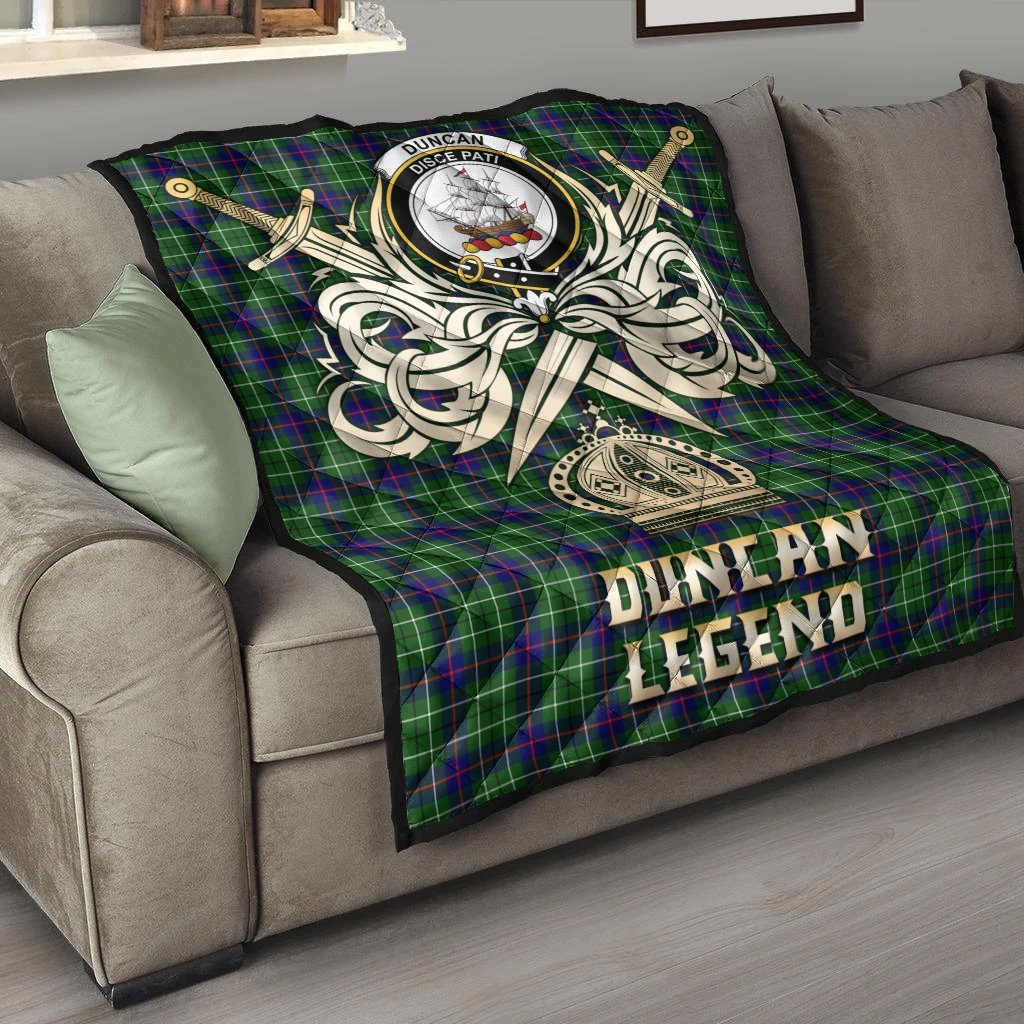 Duncan Modern Tartan Crest Legend Gold Royal Premium Quilt