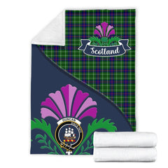 Duncan Tartan Crest Premium Blanket - Thistle Style