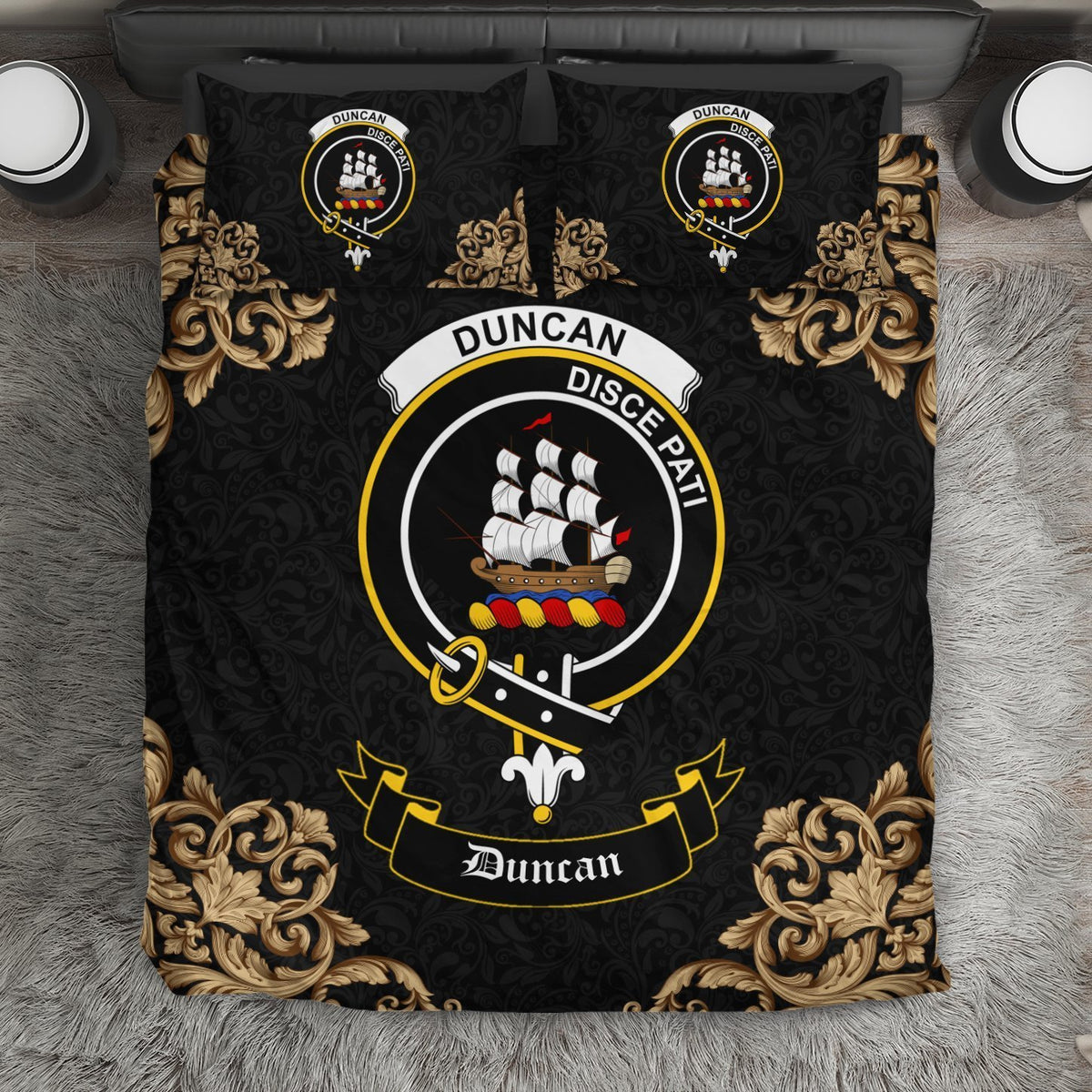 Duncan Crest Black Bedding Set