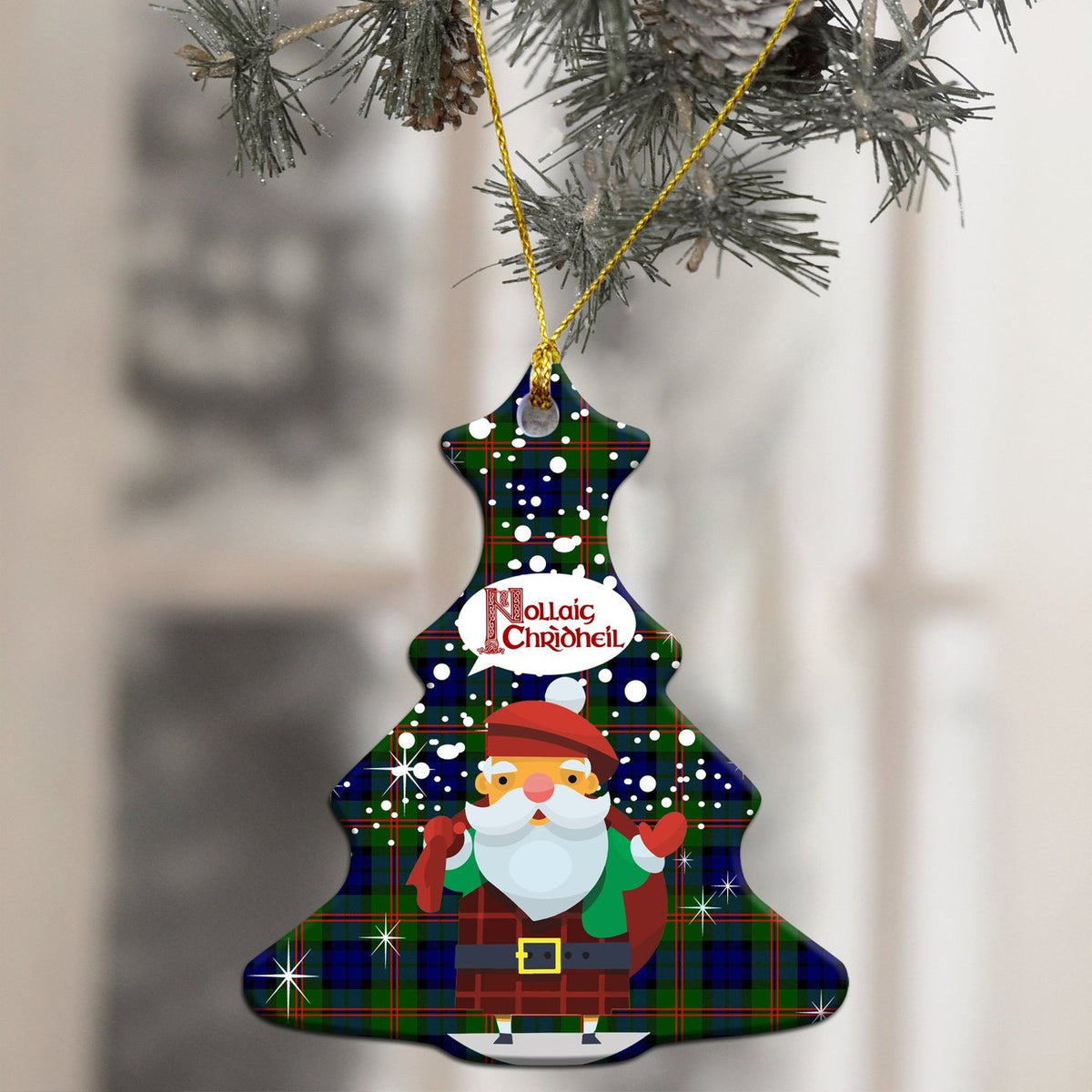 Dundas Modern 02 Tartan Christmas Ceramic Ornament - Santa Style