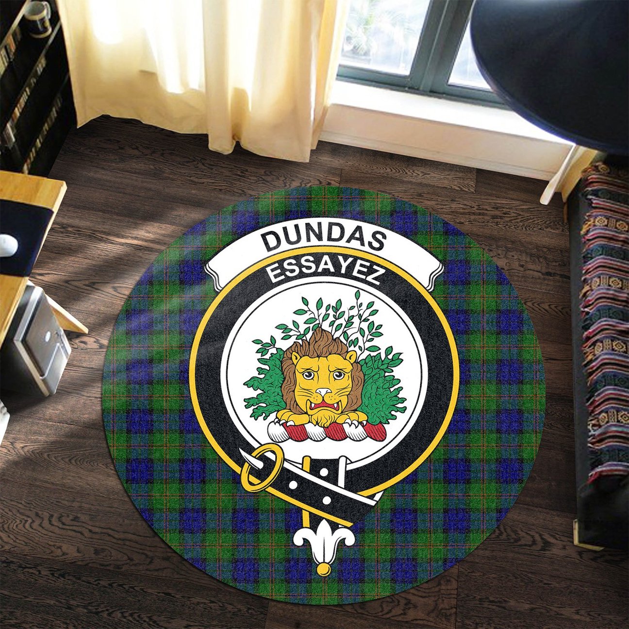 Dundas Modern Tartan Crest Round Rug